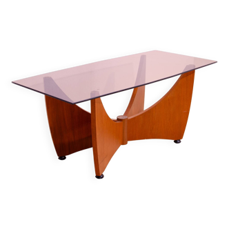 Table basse tchécoslovaque en acajou, années 1980