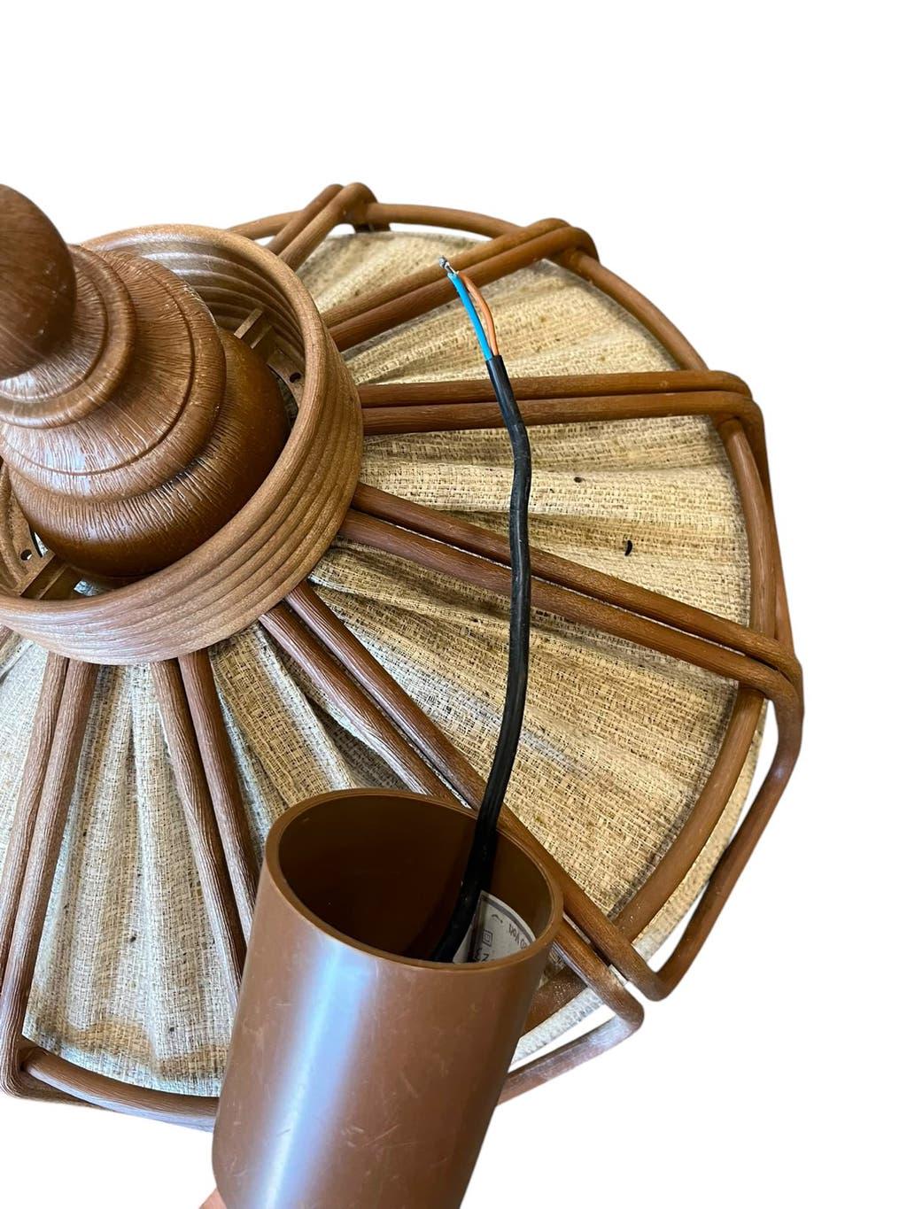 Vintage wooden pendant light from the 1960s.