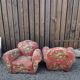 Two Vintage Floral Fabric Recliner Chairs