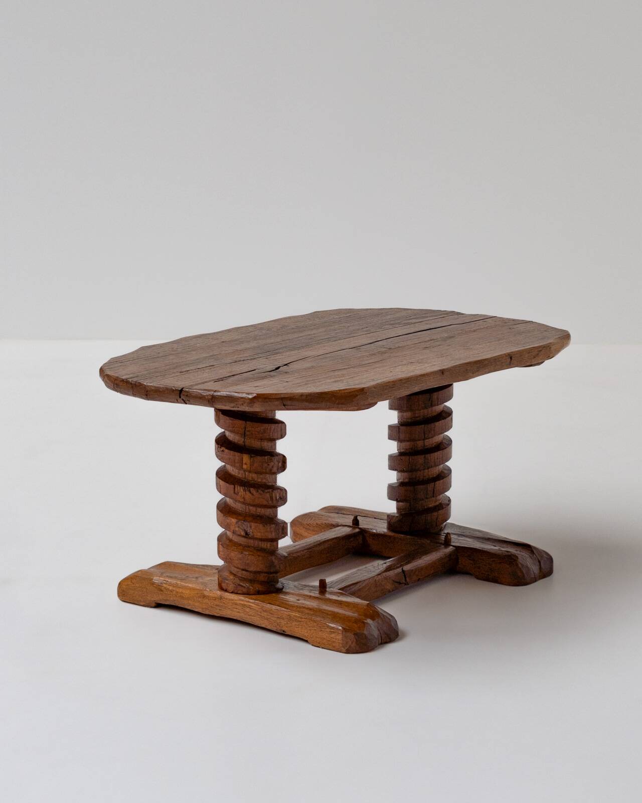 Sculptural French Oak Corkscrew Leg Coffee Table, France 1950s