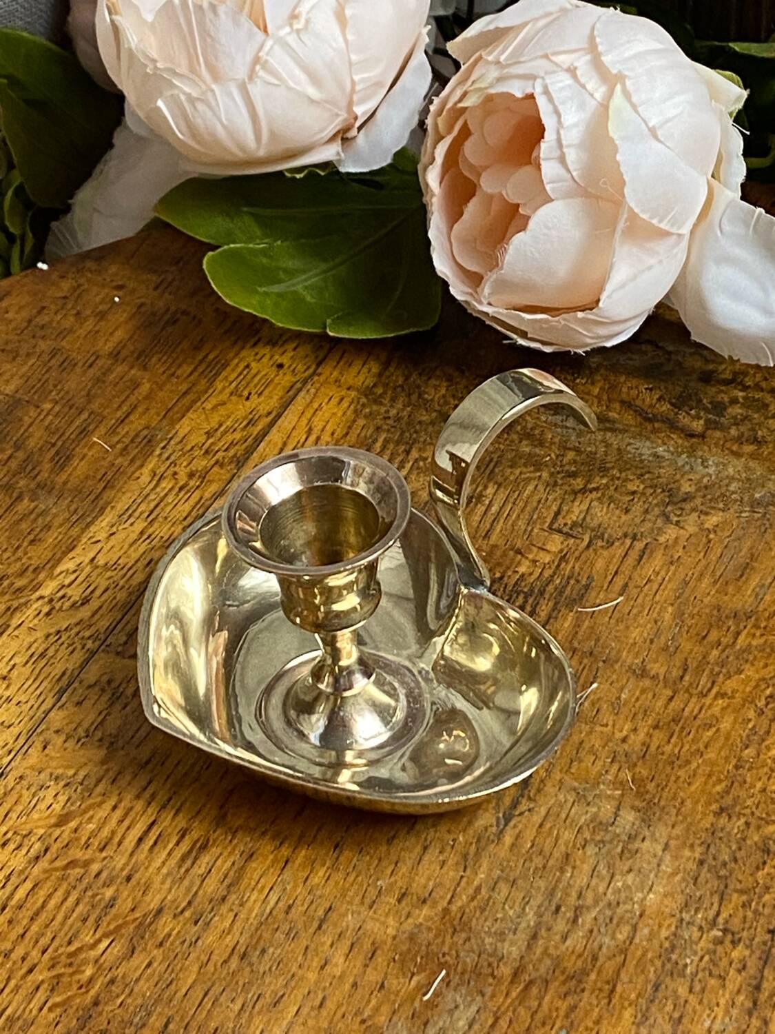 Brass heart candle holder