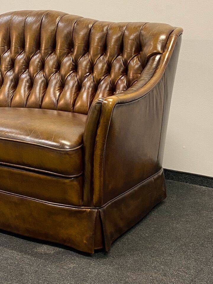 Vintage 3 seater leather chesterfield sofa