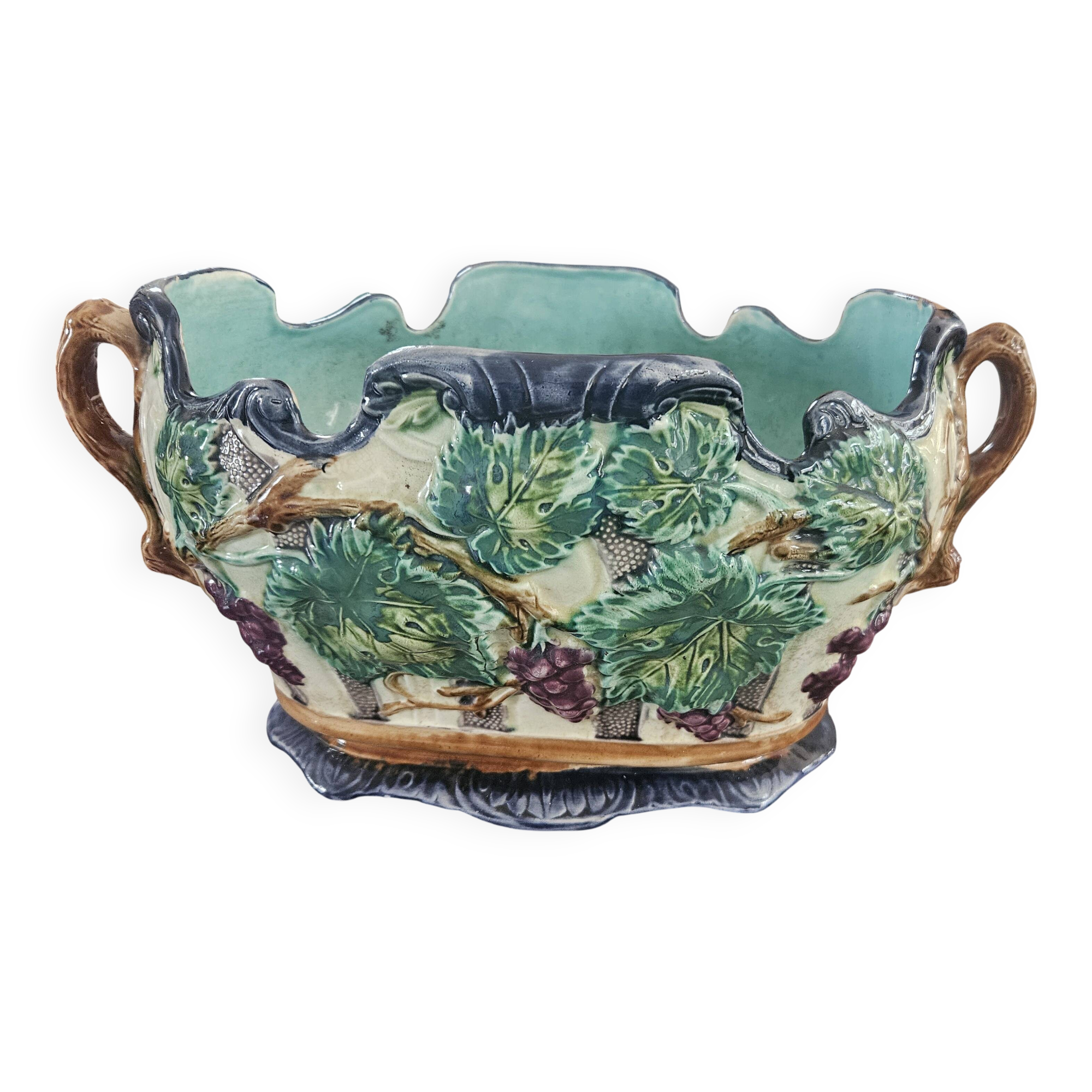 Grande jardinière barbotine art nouveau