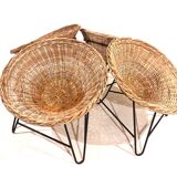 Set of 4 rattan pod chairs 60s