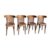 Lot 4 chaises bistrot bois 1960 5 barreaux