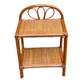 Table de chevet en rotin et osier tressé 1970