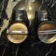 Pair of veca wall lamps, black murano glass, italy 1970