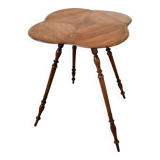 Side table, with flaps, in walnut, waxed finish and golden monogram, late 19th century