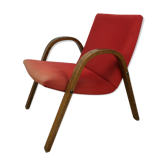 Hugues Steiner's Bow Wood chair for Baumann, red fabric