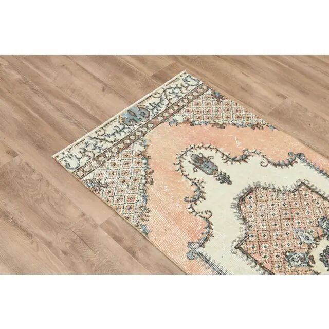 1970s Turkish Oushak Handmade Wool Cotton Orange Runner Rug 73x192