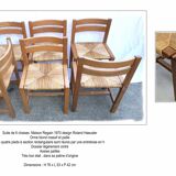 Suite of 6 chairs in elm and straw Maison Regain