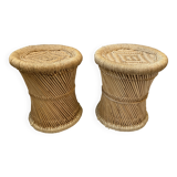 Vintage 70'S rattan and rope stools