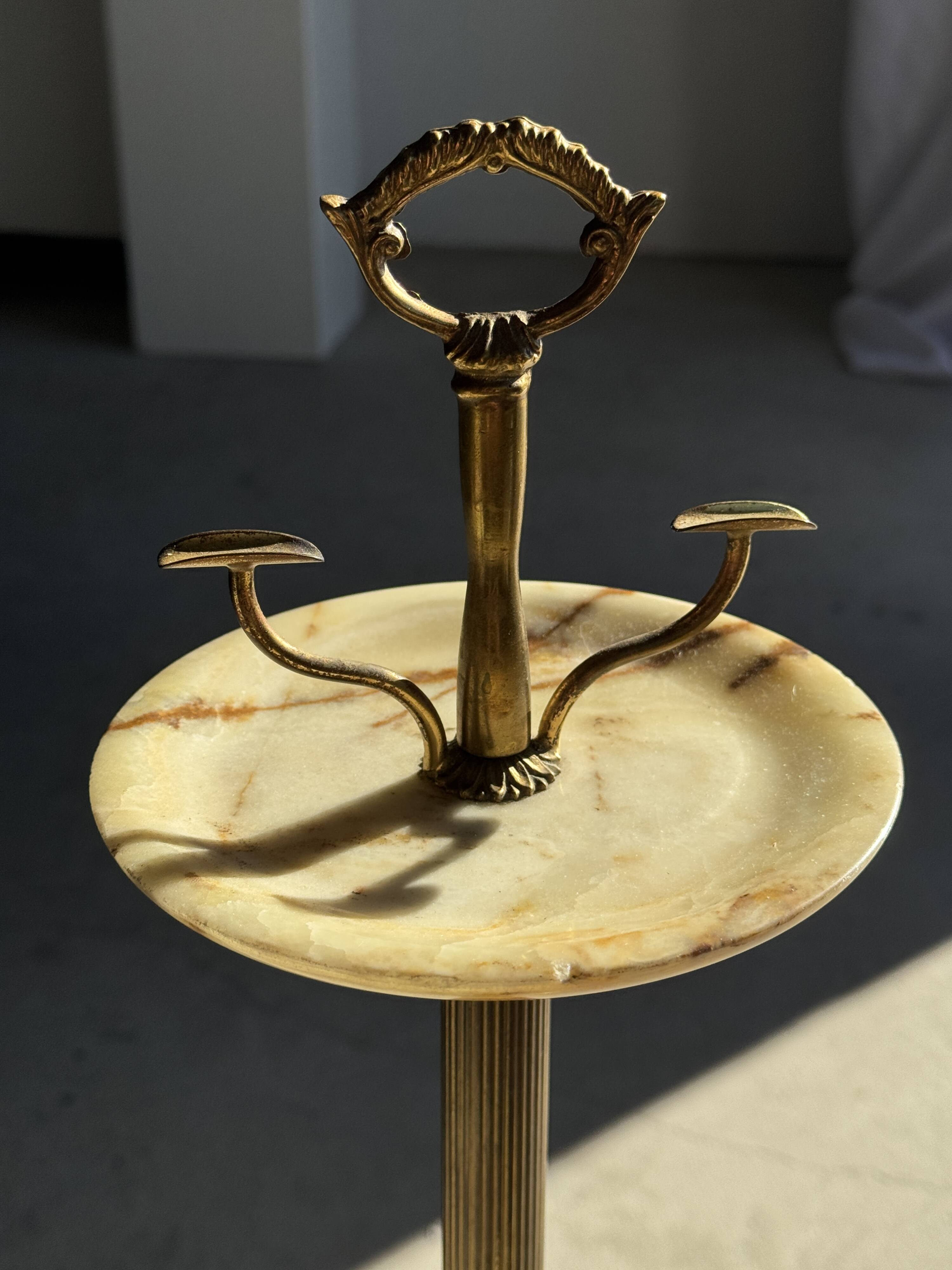 Marble and brass standing ashtray H74 D17