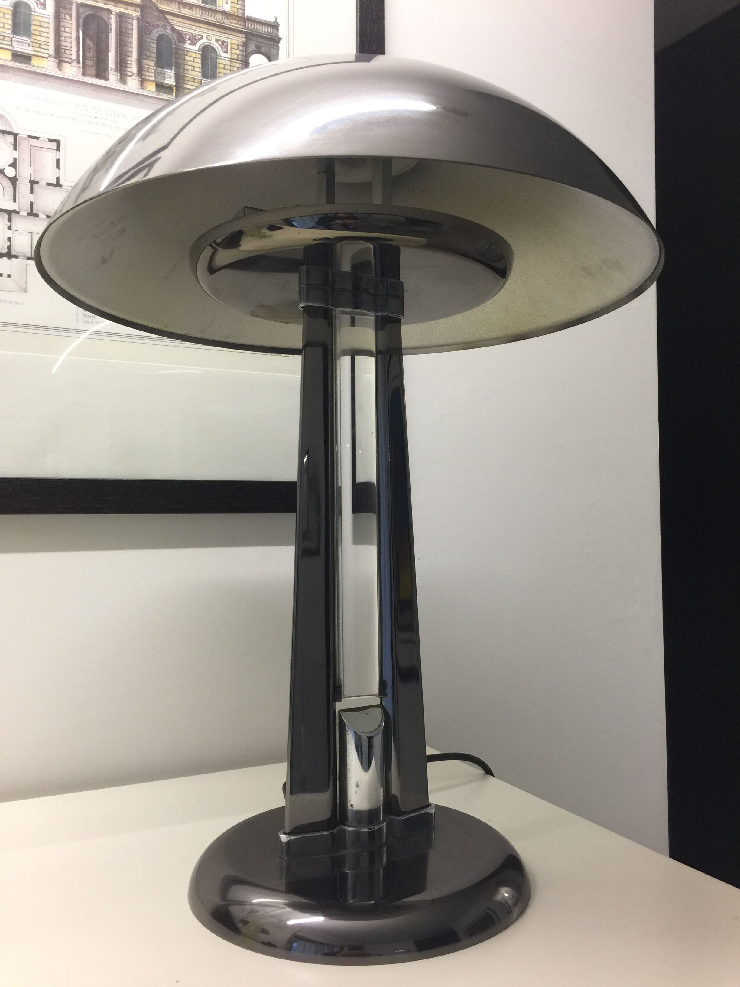 Rare Signed Italian vintage table lamp by Oscar Torlasco for Stilkronen. 1970s