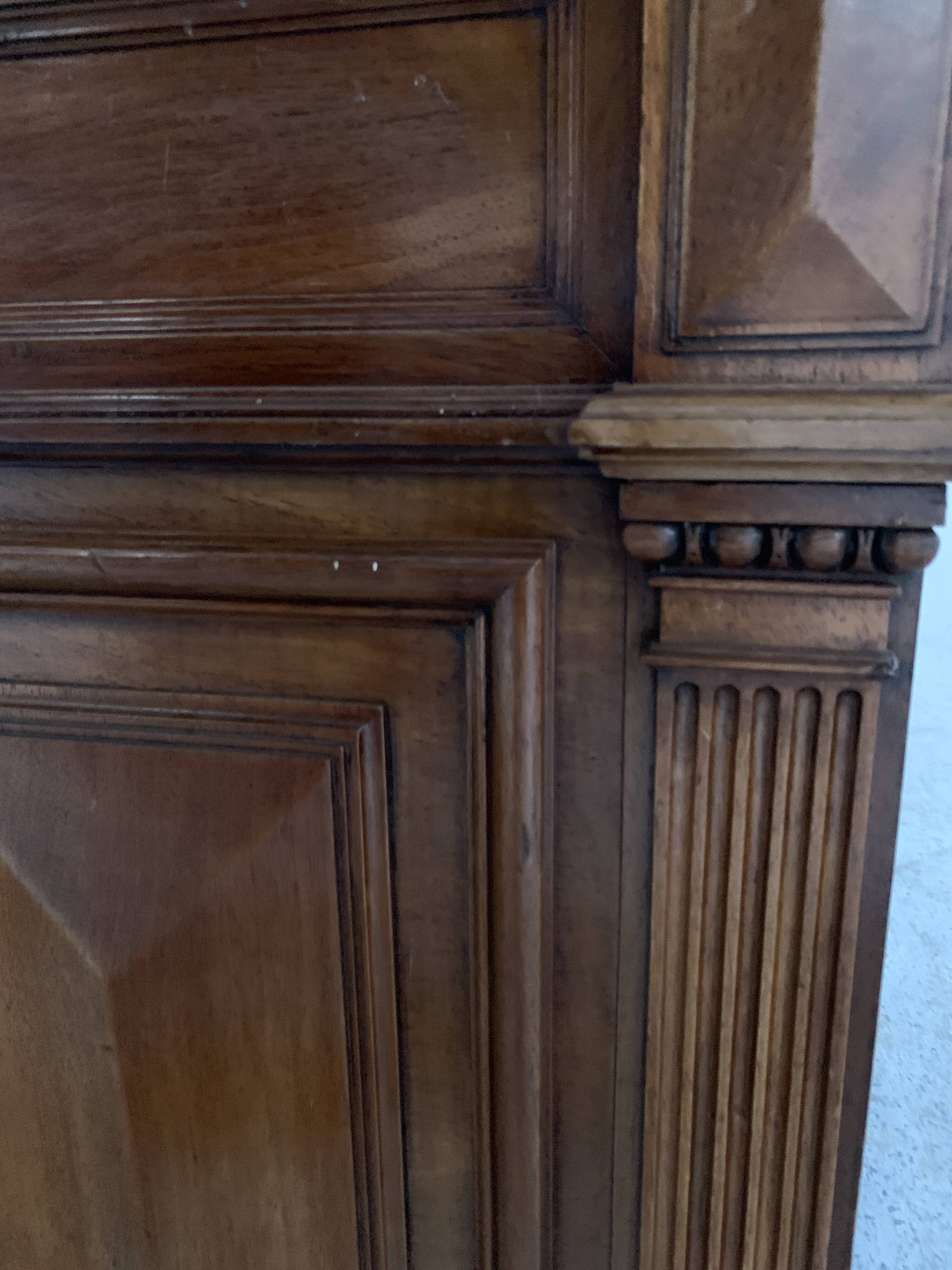 Napoleon III desk with pedestals in solid walnut 19th century