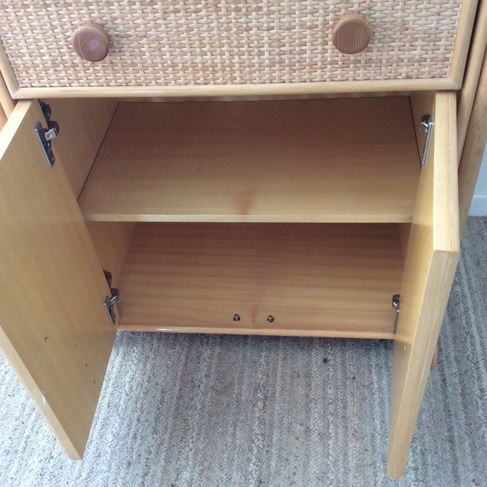 Shelf of the 70s in rattan and wicker wood