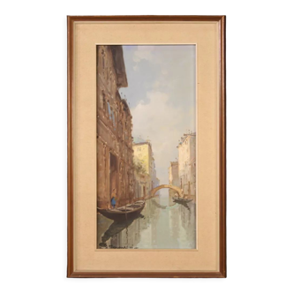Peinture italienne signée vue de Venise