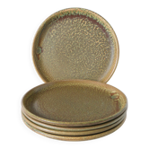 Set of 5 speckled stoneware dinner plates, Brown & Green, Made by Arti