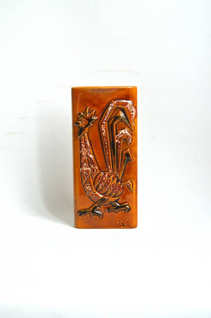 Rooster wall vase in stoneware