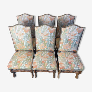 Suite de 6 chaises de style Louis XIII, os de mouton