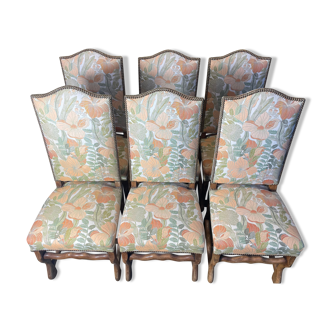 Suite of 6 Louis XIII style chairs, sheep bone