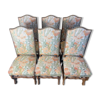 Suite de 6 chaises de style Louis XIII, os de mouton