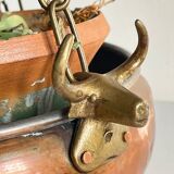 Cache-pot suspendu aux 3 buffles vintage