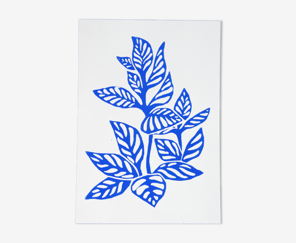 Linogravure originale - Fleur tropicale