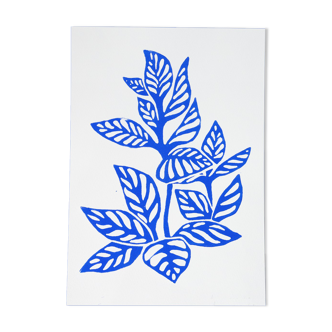 Linogravure originale - Fleur tropicale