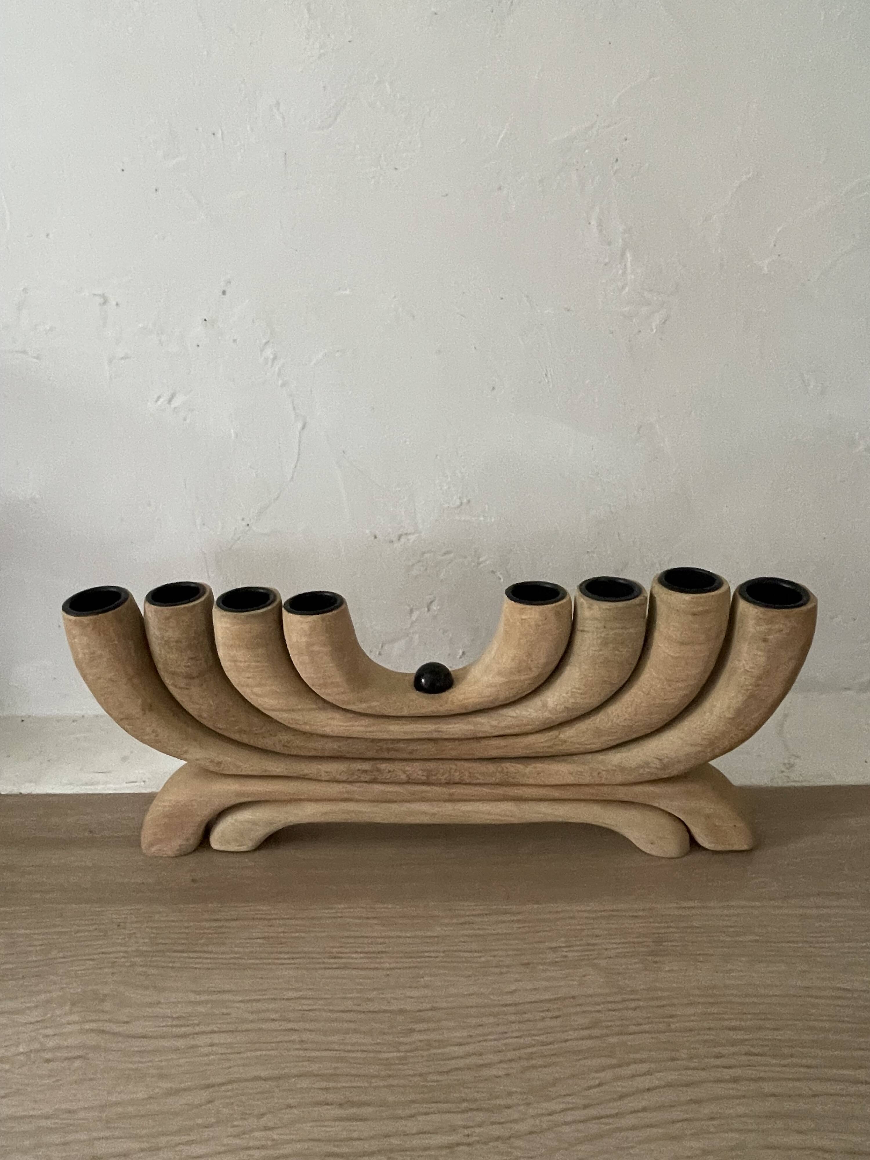 Scandinavian wooden chandelier with 8 branches