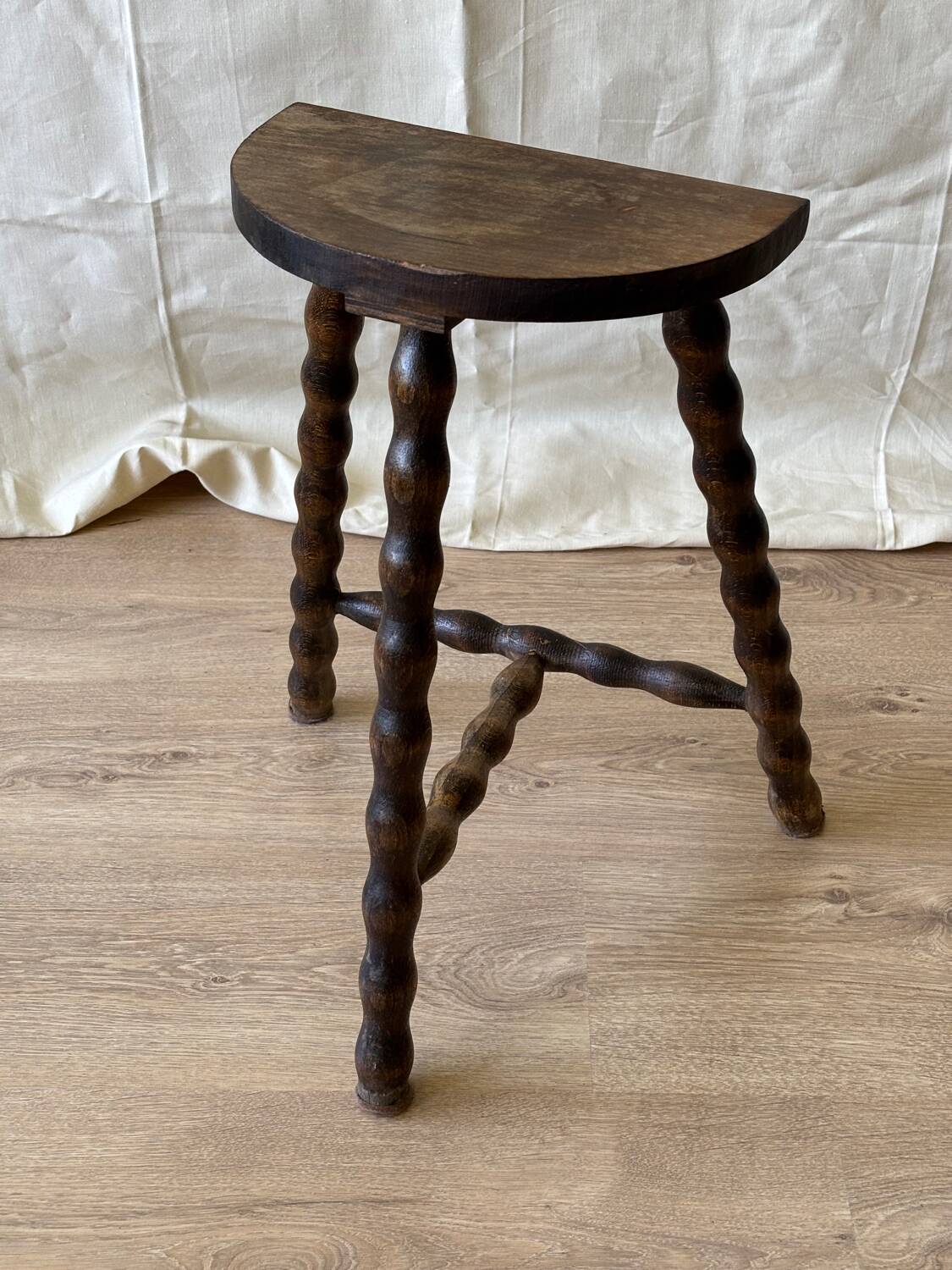 Turned wooden tripod stool 1950