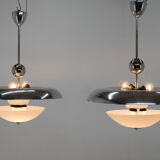 Ensemble de deux lustres Bauhaus, années 1930, restauré