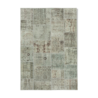 Handwoven Oriental Vintage 168 cm x 242 cm Grey Patchwork Rug