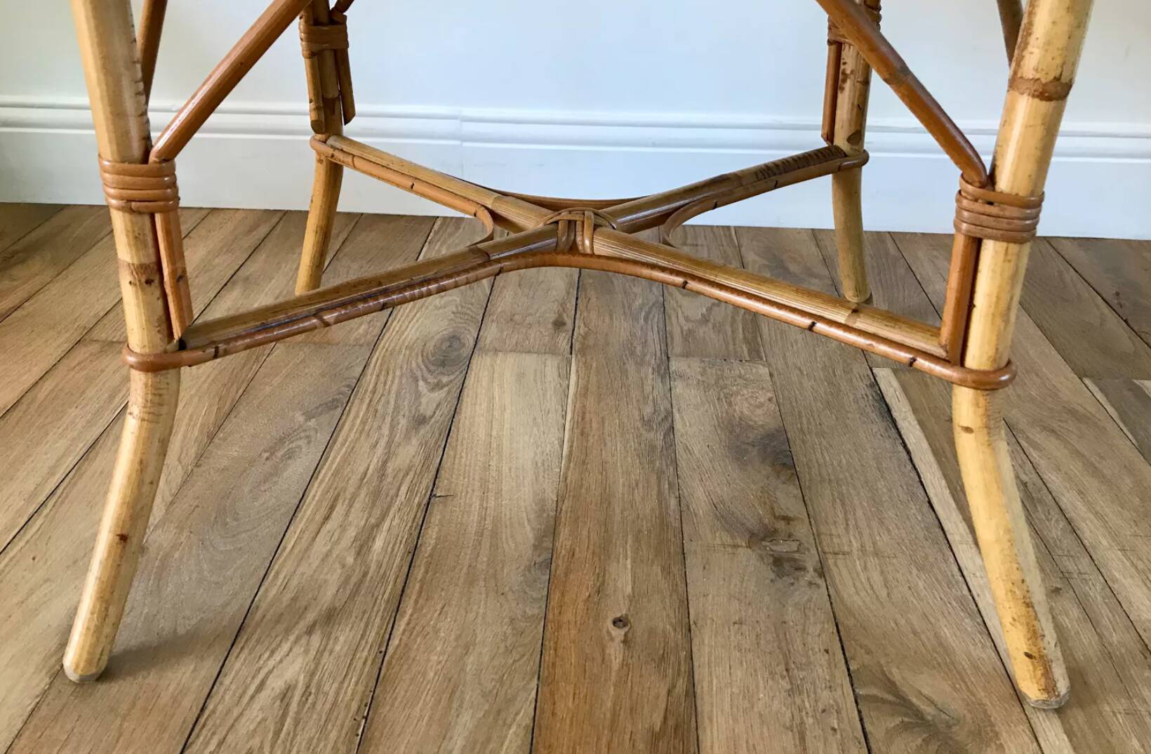 Table basse en rotin et bambou années 60