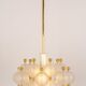 Large frosted glass and brass chandelier by Kinkeldey, Germany, 1970s.