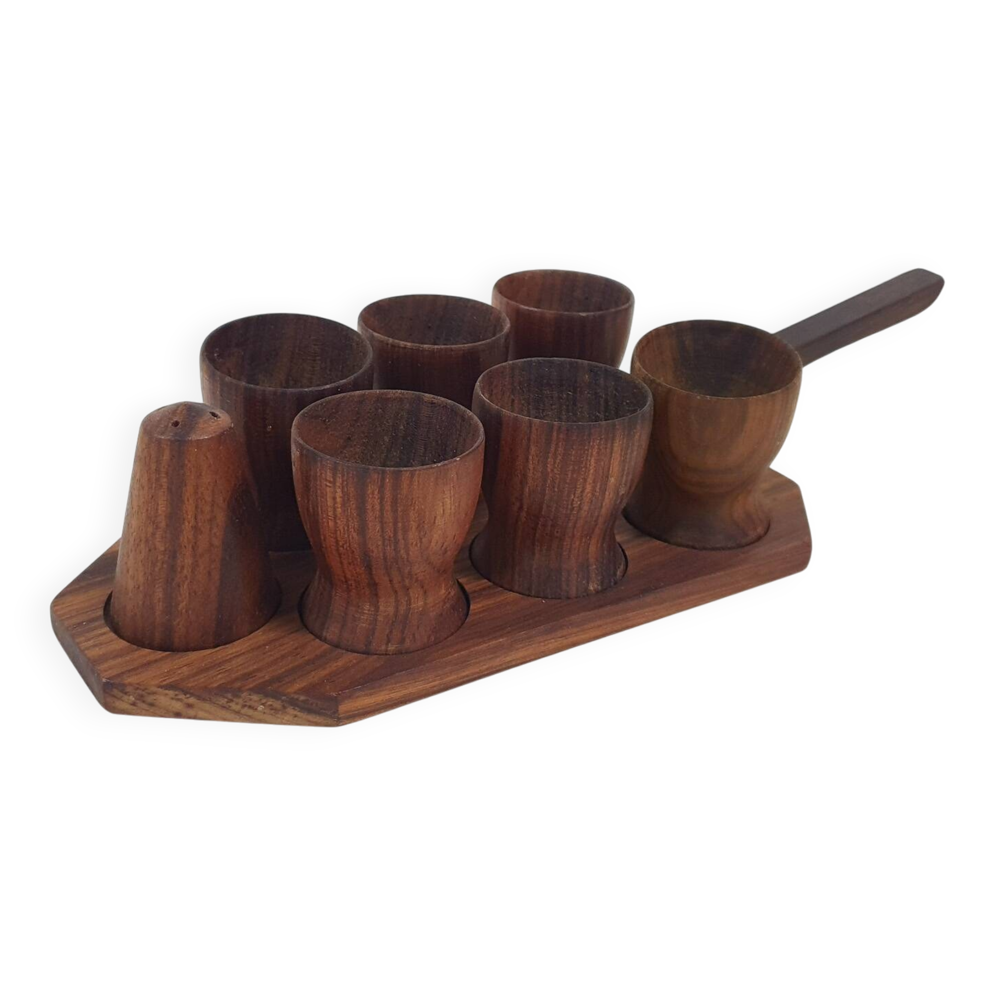 Vintage teak egg cups, Denmark 1950's