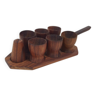 Vintage teak egg cups, Denmark 1950's