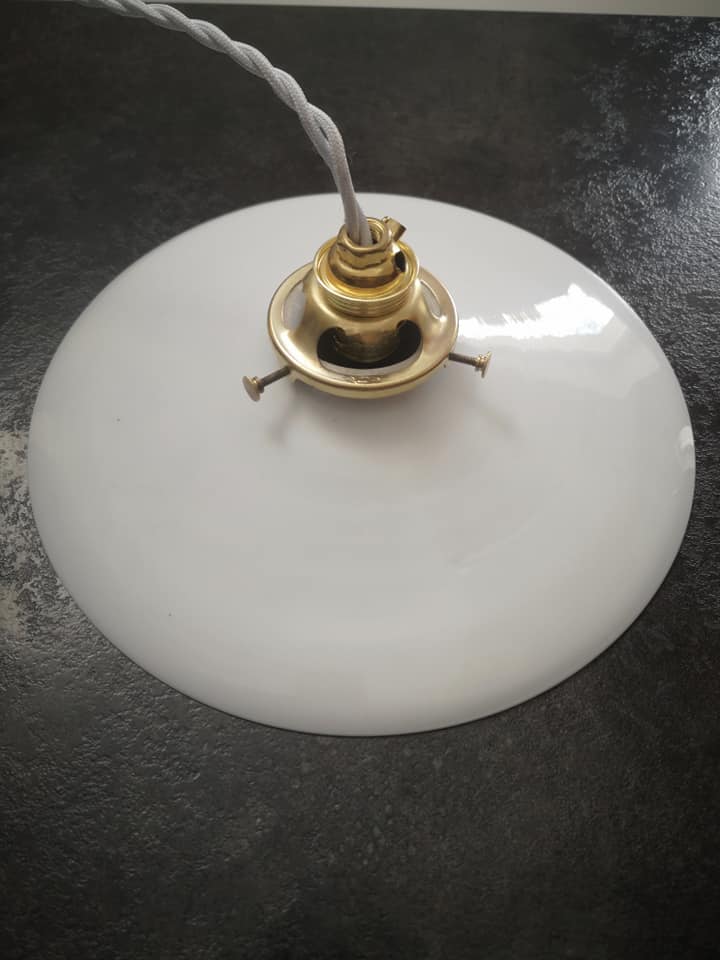 Suspension opaline white smooth art deco 1930