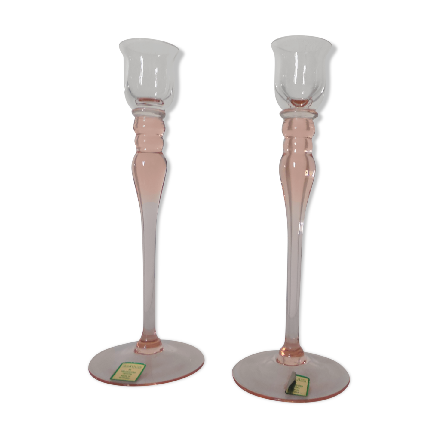 Pink crystal candlesticks duo