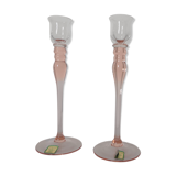 Pink crystal candlesticks duo