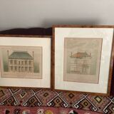Pair of engravings of early 20th century architectural projects