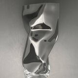 Black tinted glass vase with crumpled effect