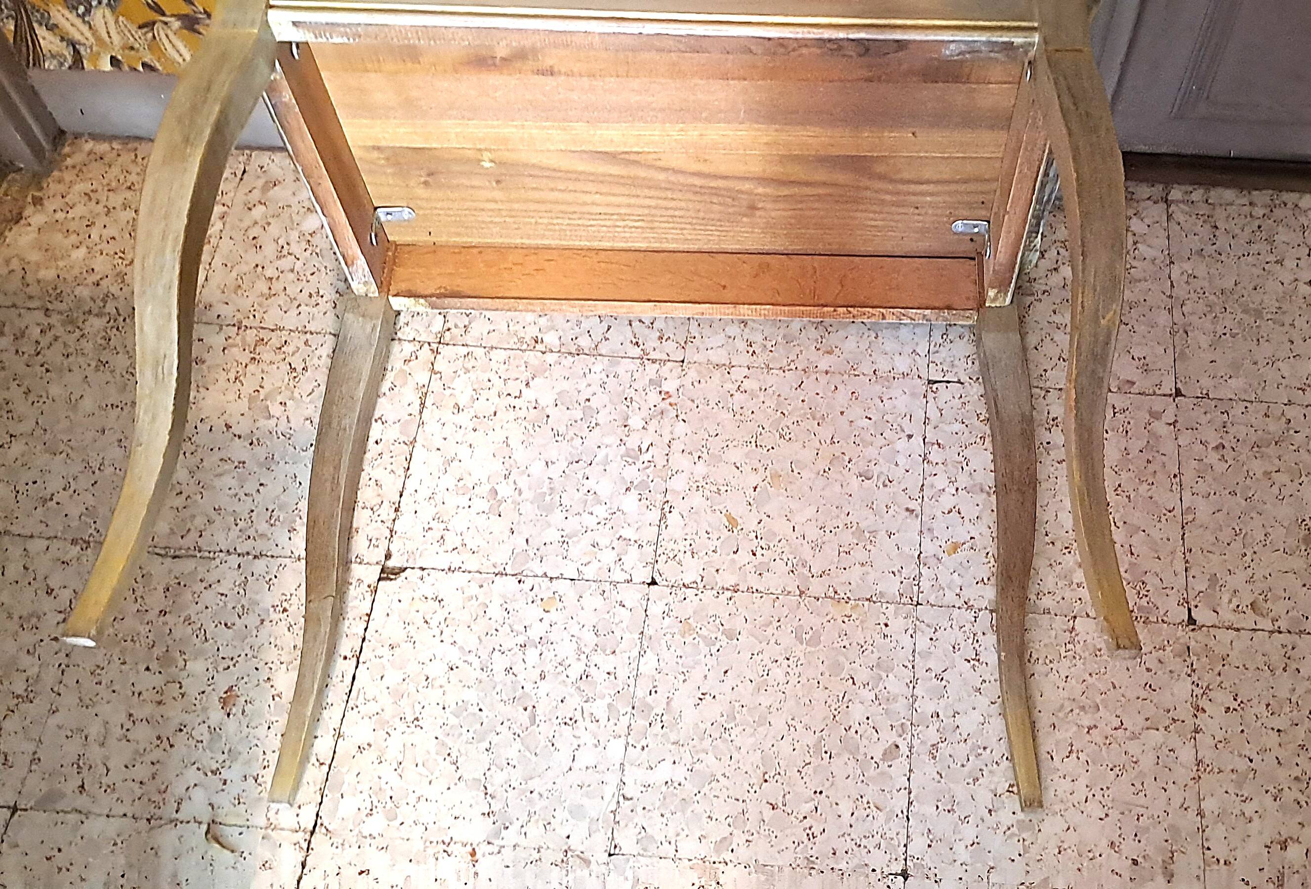 Rectangular coffee table in solid wood, painted and patinated with gold, 1950s