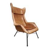 Vintage Czech Republic design wingback armchair Miroslav Navratil