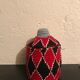 Berber wool and black and Red raffia basket