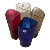 4 verres long drink en verre de  Murano coloré par Nason Moretti, 1960