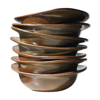 Set of 7 bowls with ears in spotted ceramic - TBE pyrite stoneware.