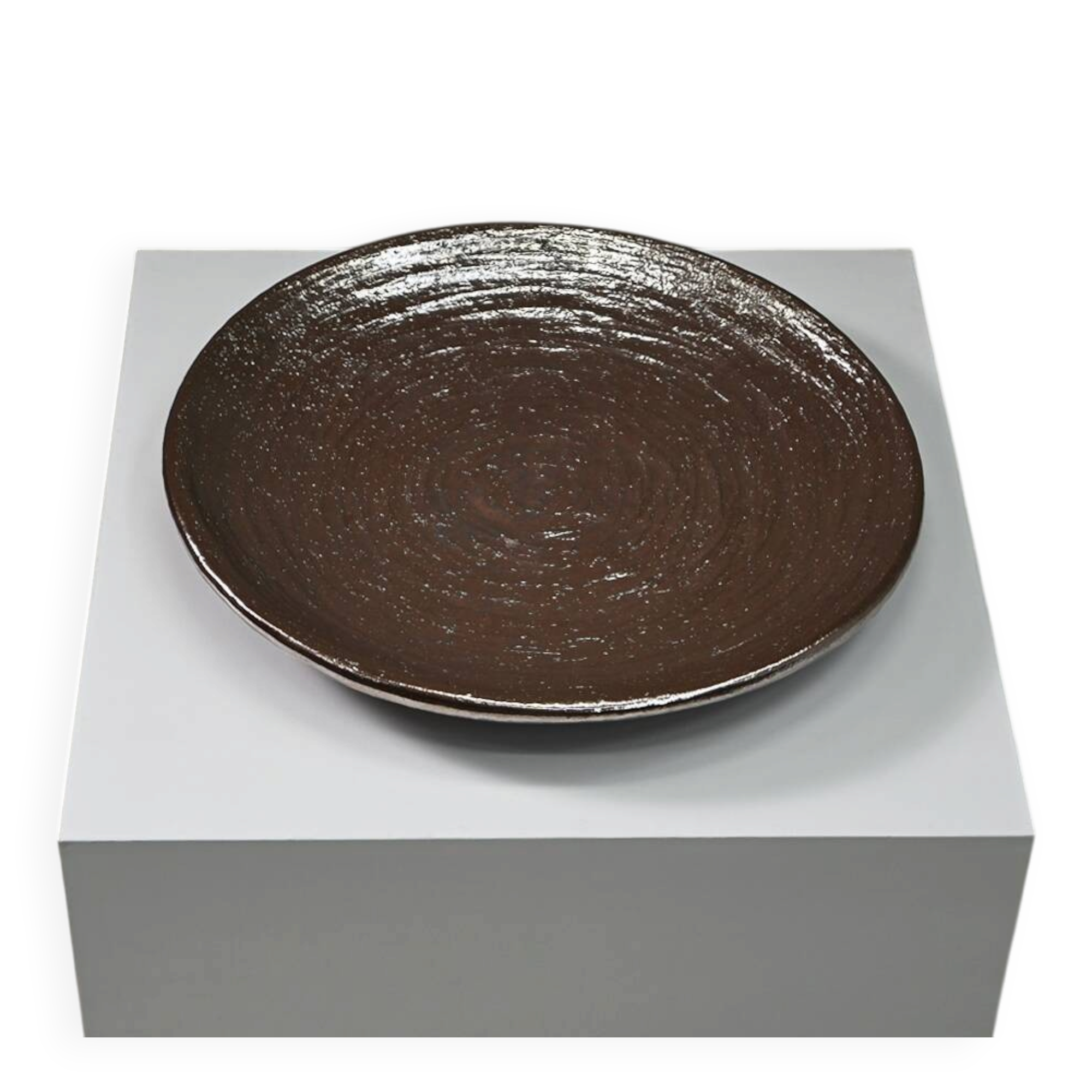Large handmade metallic glazed ceramic bowl, circa 1980s–1990s.
