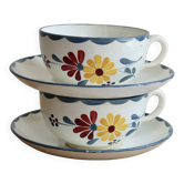 Antique breakfast cups faience Salins - Model Jacqueline