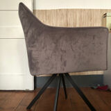 Grey fabric swivel chair in industrial style